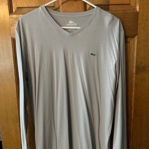 Lacoste Long Sleeve V-Neck T-Shirt - Grey